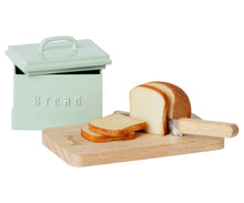 Load image into Gallery viewer, Maileg Mini Bread Box with cutting board and knife
