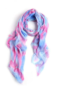 LOVEVOLVE® Scarf: Blue & Magenta, Cotton/Silk LARGE