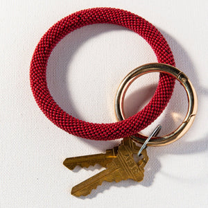 Ink + Alloy Seed Bead Key Ring - Red