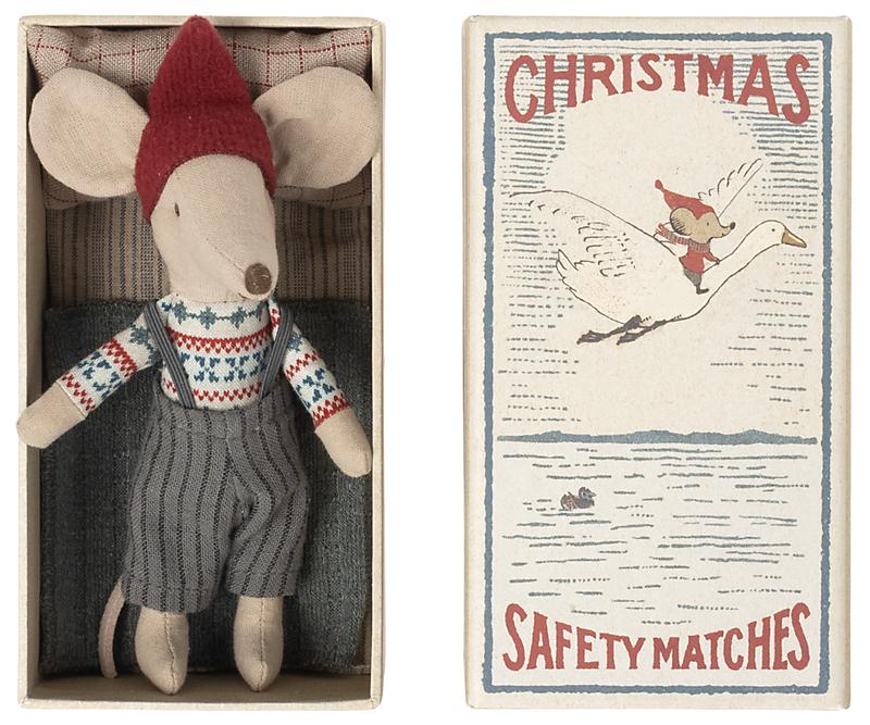 Maileg Christmas Mouse Big Brother - Matchbox