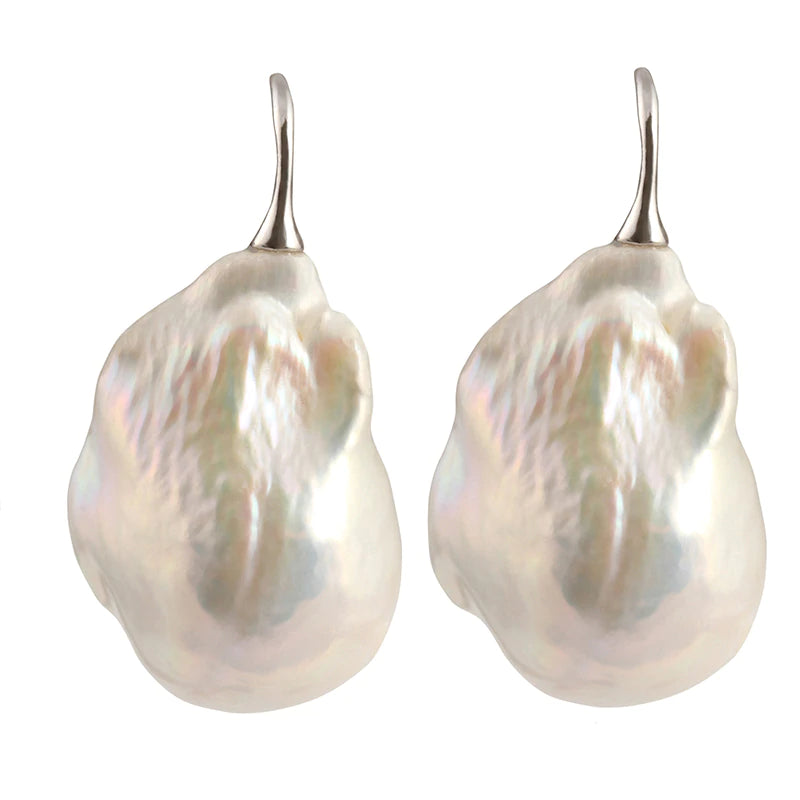 Wild Pearl Drop Earring - White with Silver