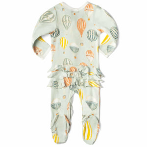 Milkbarn Organic Cotton or Bamboo Ruffle Zipper Footed Romper - Various