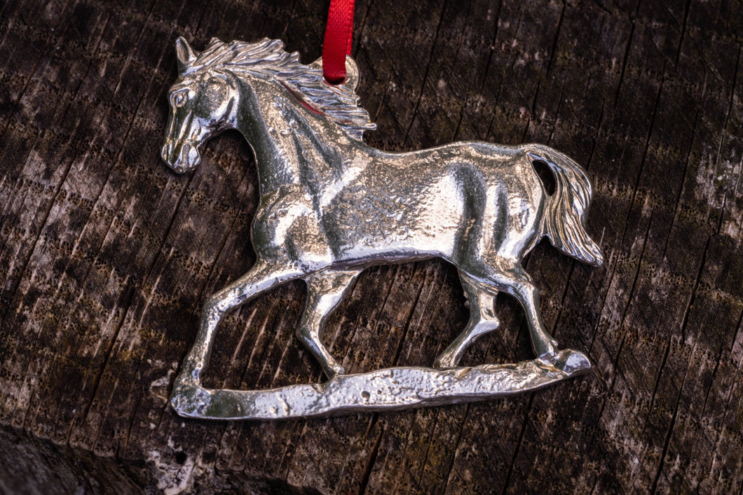 Farm Animals Pewter Christmas Ornament - Horse