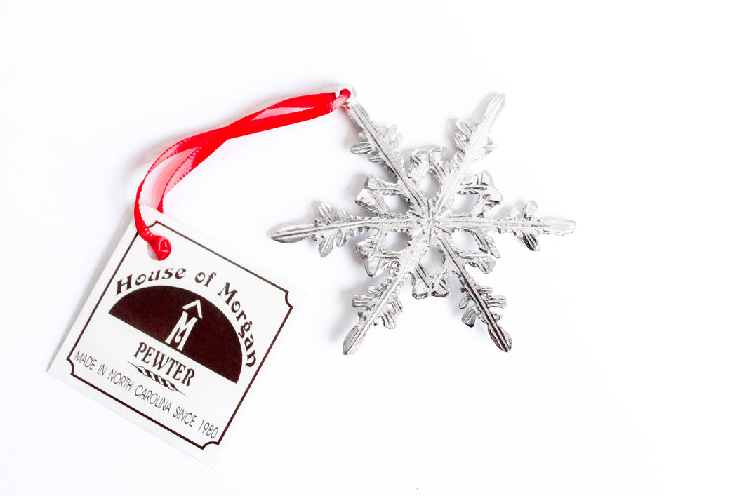 Handmade Pewter Snowflake Christmas Ornament - Style E