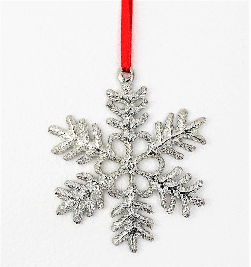 Handmade Pewter Snowflake Christmas Ornament - Style B