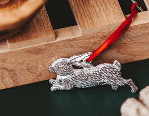 Wild Animals Pewter Christmas Ornament - Running Rabbit