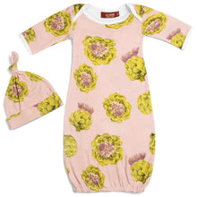 Load image into Gallery viewer, Milkbarn Organic Cotton or Bamboo Newborn Gown + Hat Set - Various
