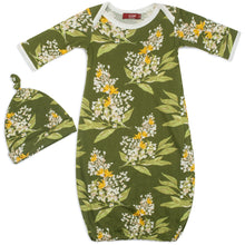 Load image into Gallery viewer, Milkbarn Organic Cotton or Bamboo Newborn Gown + Hat Set - Various
