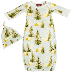 Milkbarn Organic Cotton or Bamboo Newborn Gown + Hat Set - Various