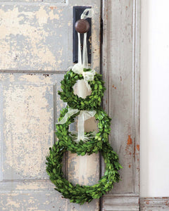 Preserved Boxwood Wreaths with Ivory Ribbon - Small