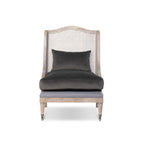Cane and Velvet Wingback Chair