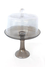 Estelle Colored Glass Cake Stand - Gray Smoke