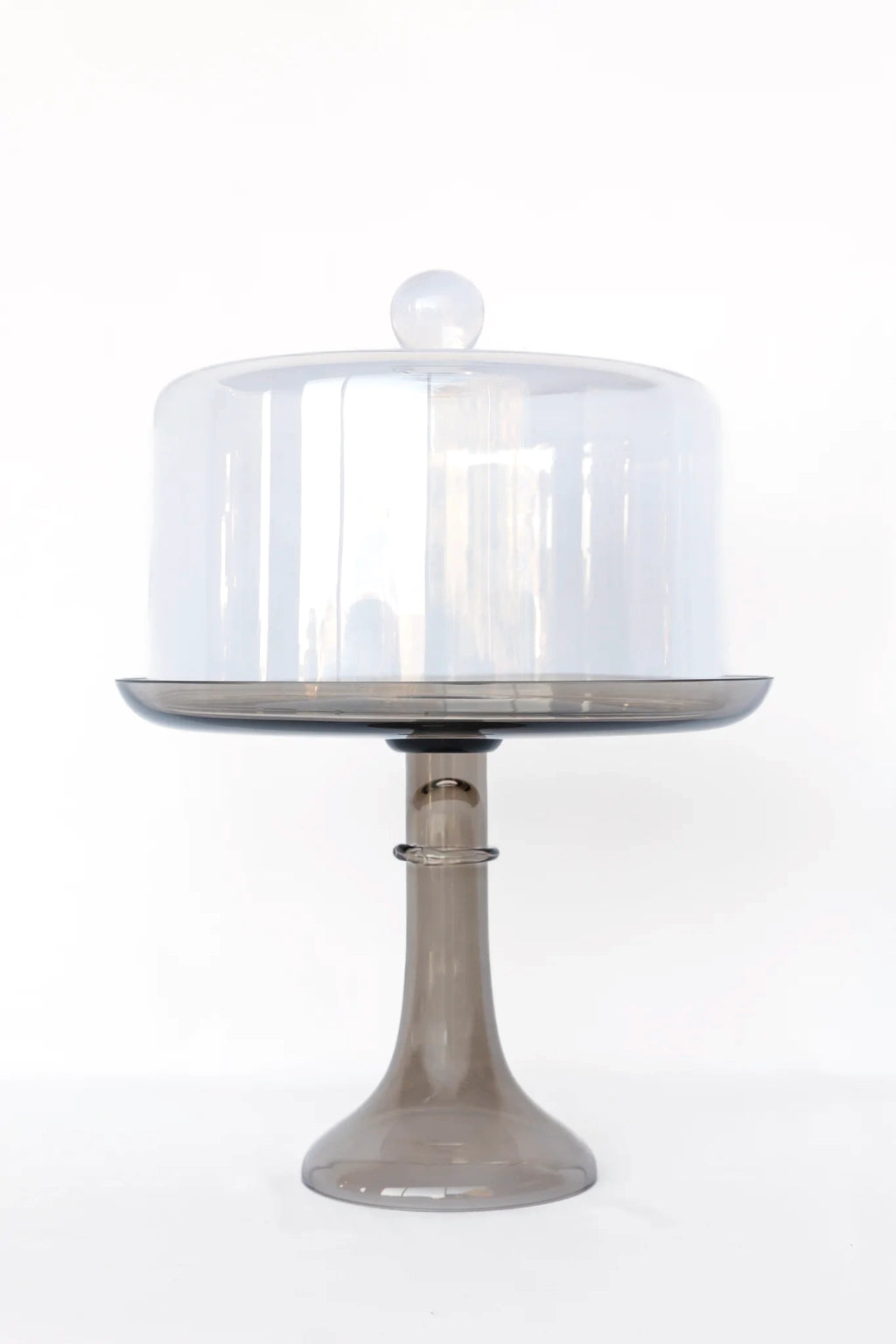 Estelle Colored Glass Cake Stand - Gray Smoke