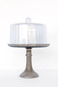Estelle Colored Glass Cake Stand - Gray Smoke
