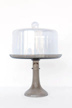 Estelle Colored Glass Cake Stand - Gray Smoke