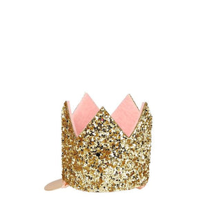 Meri Meri - Mini Gold Glitter Crown Hair Clip