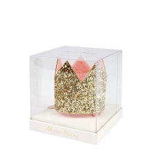 Load image into Gallery viewer, Meri Meri - Mini Gold Glitter Crown Hair Clip
