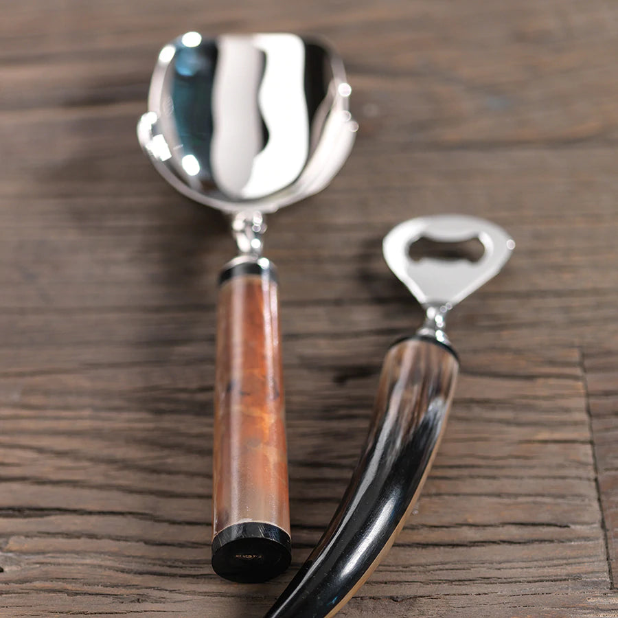 Polished Nickel Ice Scoop - Horn Handle