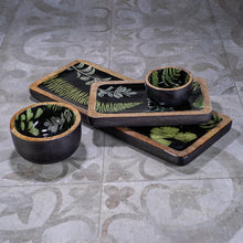 Load image into Gallery viewer, Botanical Garden Mango Wood Condiment Bowl - Green/Dark Grey - Large
