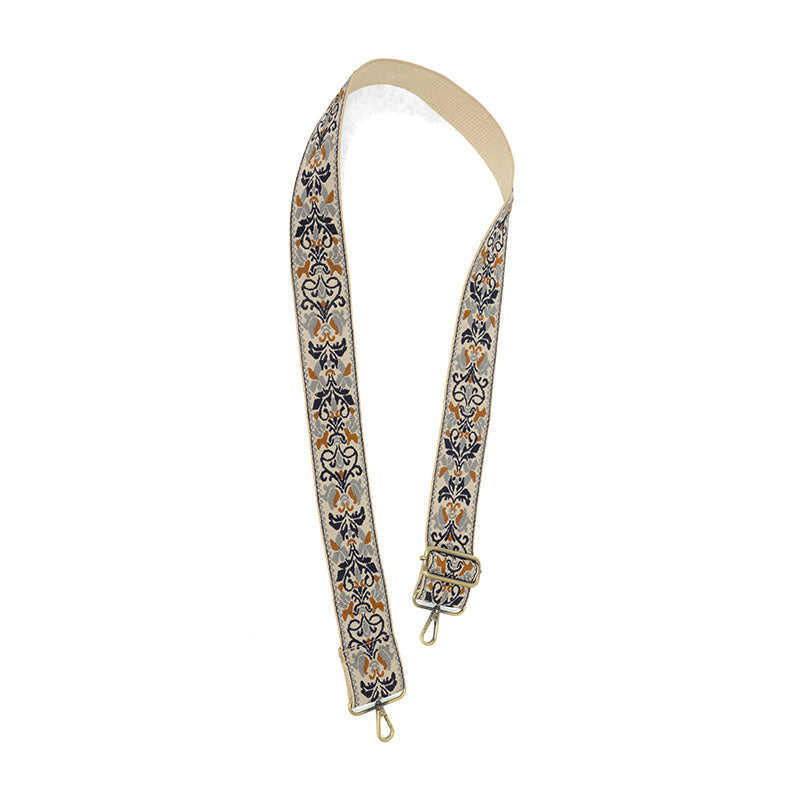 Joy Susan - 2" Floral Filigree Embroidered Guitar Strap - Navy