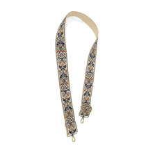 Load image into Gallery viewer, Joy Susan - 2&quot; Floral Filigree Embroidered Guitar Strap - Navy
