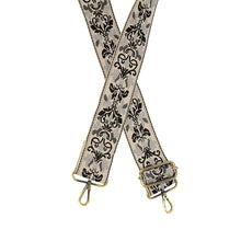 Load image into Gallery viewer, Joy Susan - 2&quot; Floral Filigree Embroidered Guitar Strap - Grey

