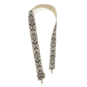 Joy Susan - 2" Floral Filigree Embroidered Guitar Strap - Grey