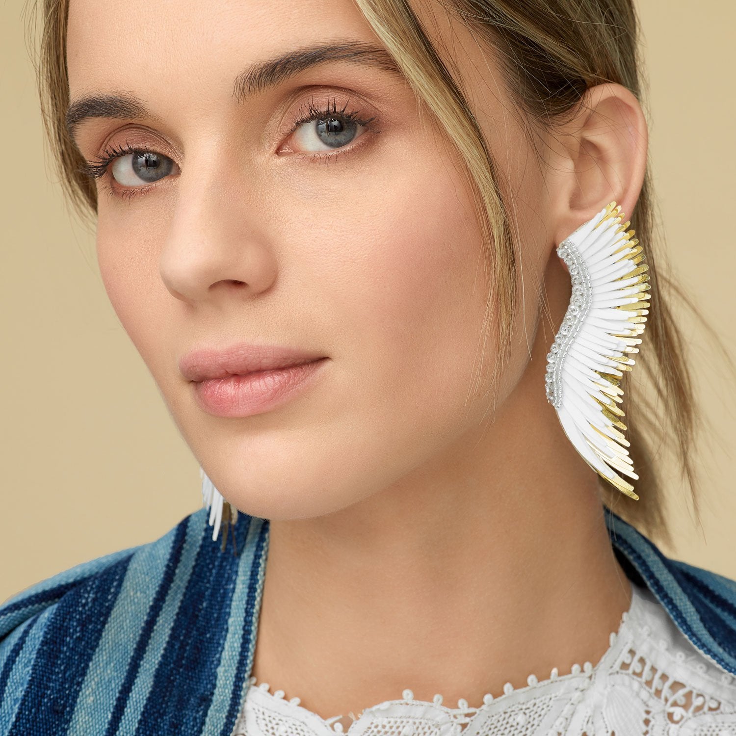 Mignonne Gavigan Madeline Earrings - White + Gold