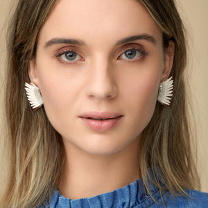 Mignonne Gavigan Mini Madeline Earrings - White + Gold