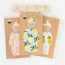 Load image into Gallery viewer, Milkbarn Organic Cotton or Bamboo Newborn Gown + Hat Set - Various
