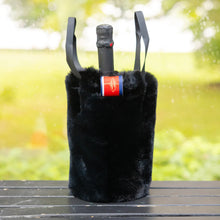 Load image into Gallery viewer, Pretty Rugged The Rowling Faux Fur Wine Tote - Black
