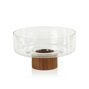 West Indies Glass Bowl on Walnut Base - Medium