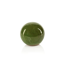 Load image into Gallery viewer, du-Rhône Green Glazed Stoneware Decorative Ball - Small
