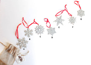 Handmade Pewter Snowflake Christmas Ornament - Style F