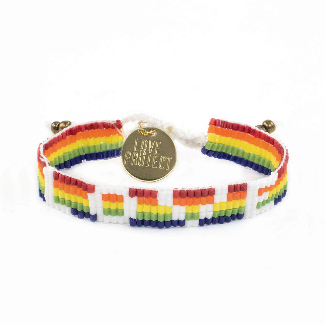 Love is Project -Seed Bead LOVE Bracelet - Rainbow