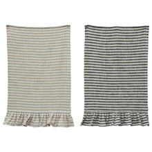 Load image into Gallery viewer, Ruffle Cotton Stripe Towel - Set of Two
