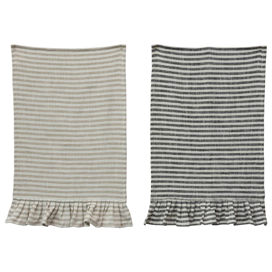 Ruffle Cotton Stripe Towel - Set of Two