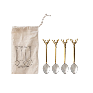 Brass and Stainless Steel Spoons Set of Four - Deer