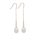 Pearl, Crystals, Gold Chain Drop Earring