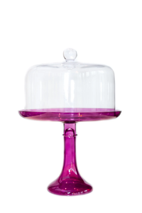 Estelle Colored Glass Cake Stand - Amethyst