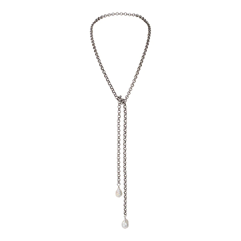 Turkish Silver Lariat Two Wild Pearls