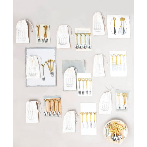 Brass and Stainless Steel Canape Knives Set of Four - Deer