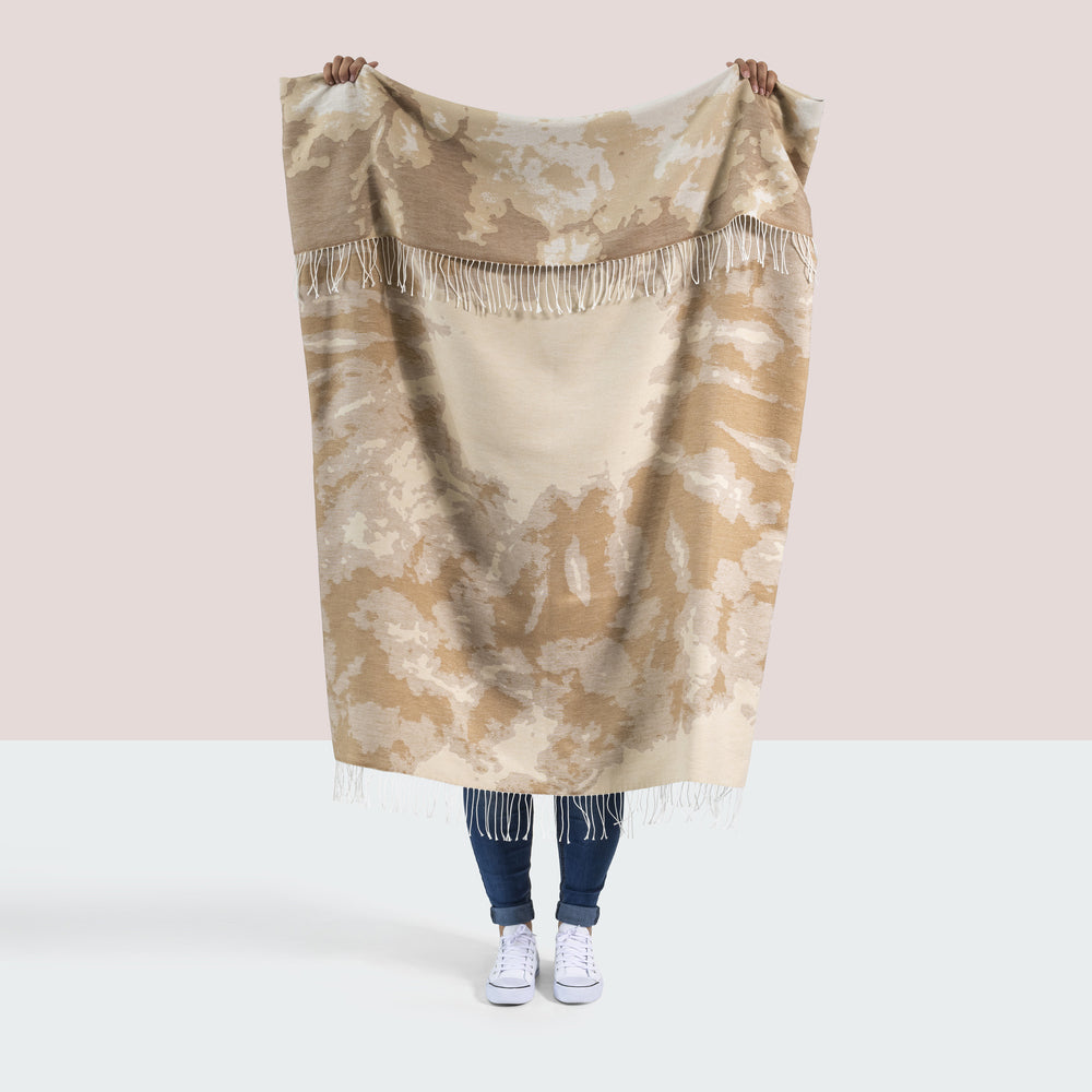 Tie Dye Cotton Jacquard Throw - Camel