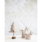 Antiqued Natural Canvas Deer with Bells - Large