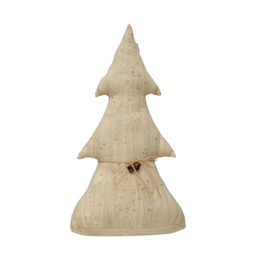 Antiqued Natural Canvas Tree with Bells - Wide