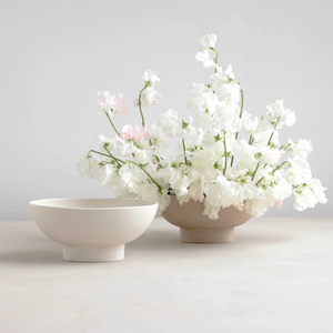 The Floral Society Ceramic Compote Vase - Matte White