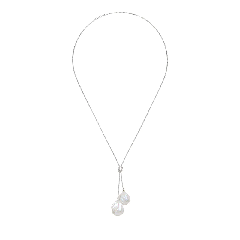 Sterling Chain Two White Pearls
