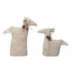 Antiqued Natural Canvas Deer with Bells - Large
