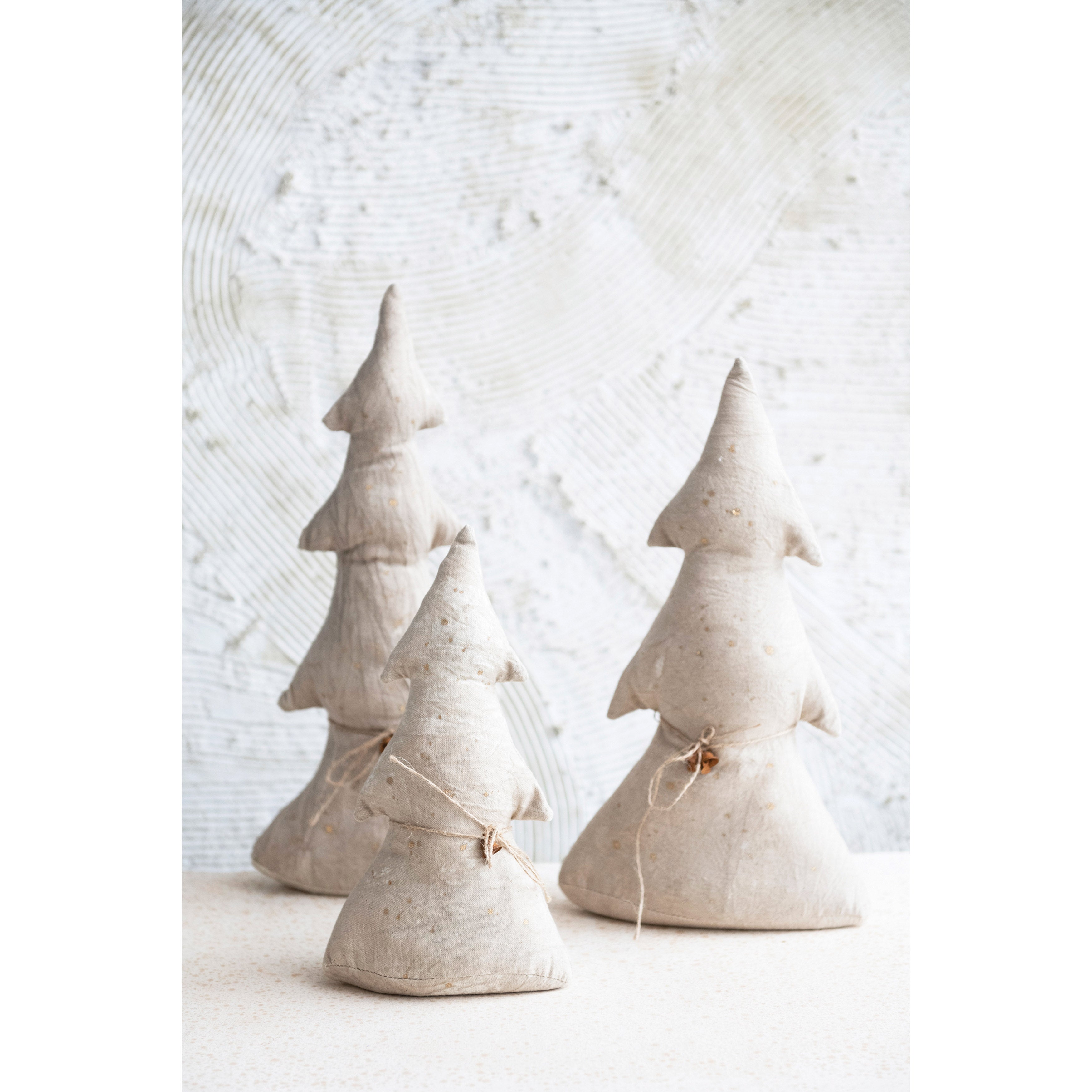 Antiqued Natural Canvas Tree with Bells - Tall