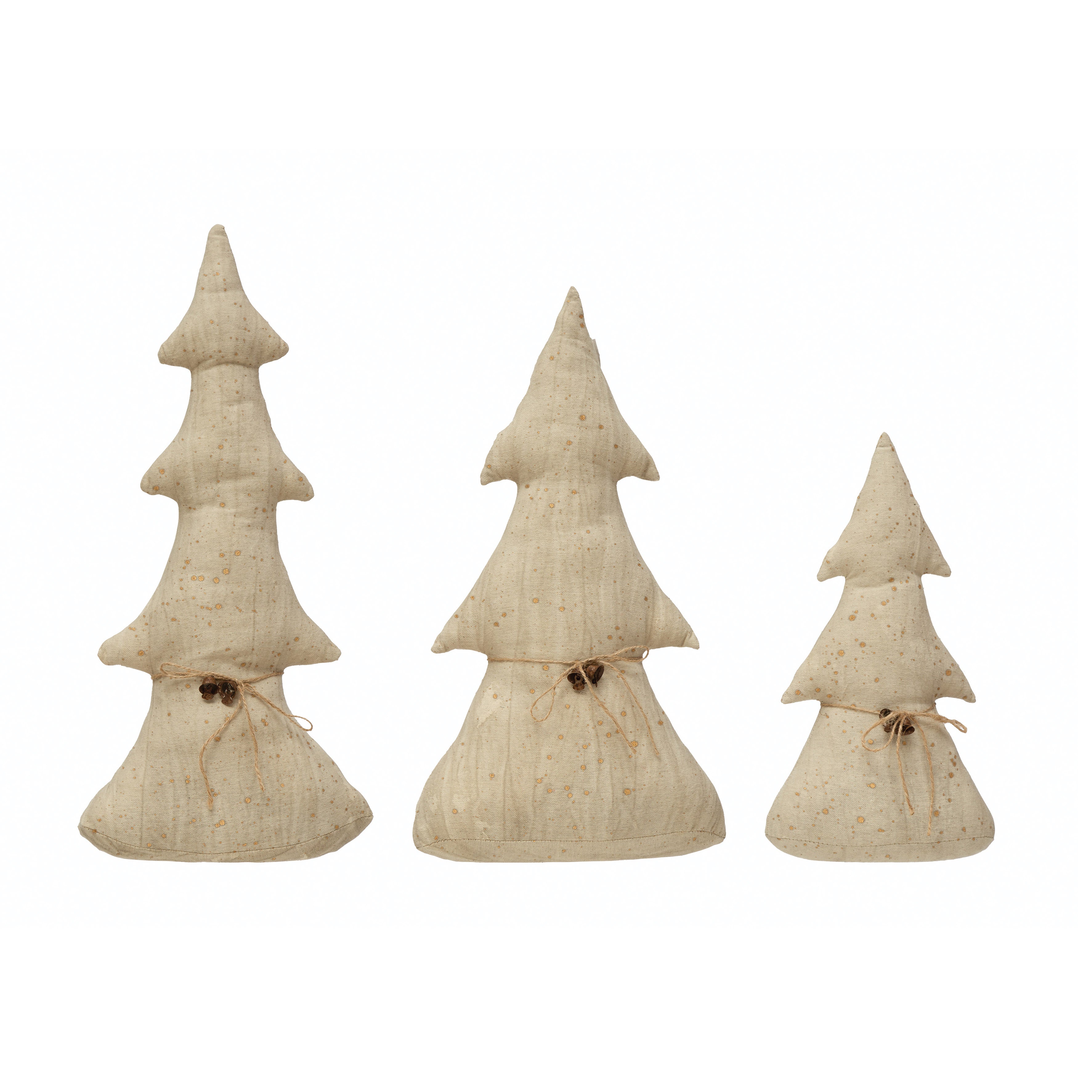 Antiqued Natural Canvas Tree with Bells - Wide
